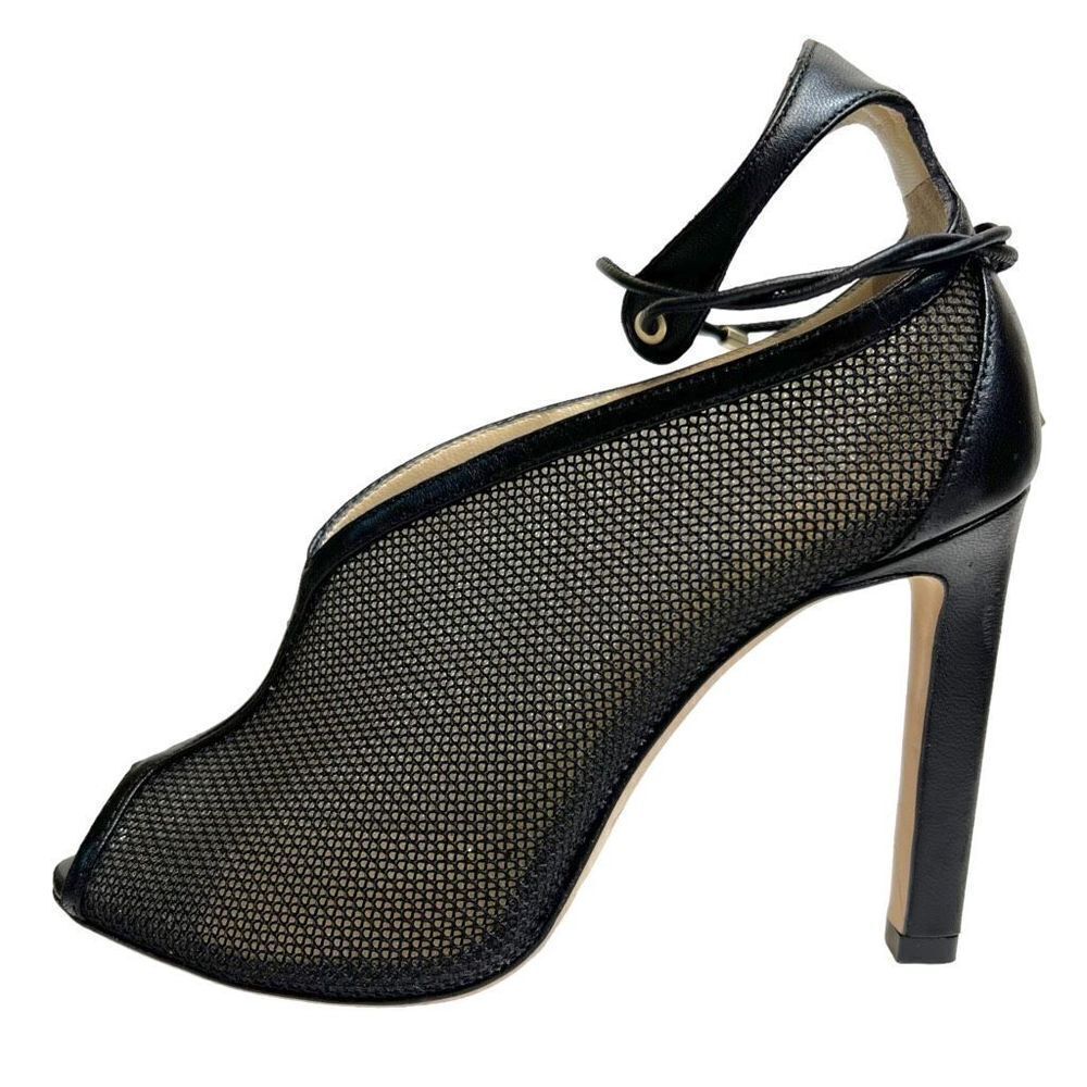 Jimmy Choo Sayra 100 Mesh Ankle Lace Up Tie Black Heels Booties Leather Size 36 - Picture 8 of 12